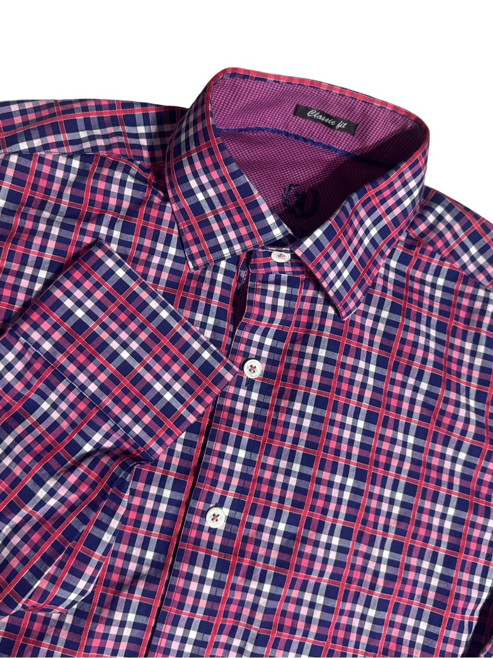 Bugatchi Uomo Classic Fit Men's Large Plaid Button-Down Dress Shirt